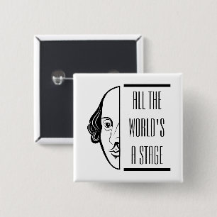 Shakespeare citeert het wereldtoneel vierkante button 5,1 cm