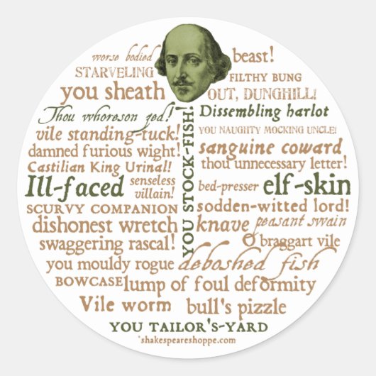 Shakespeare Collectie Ronde Sticker (Voorkant)