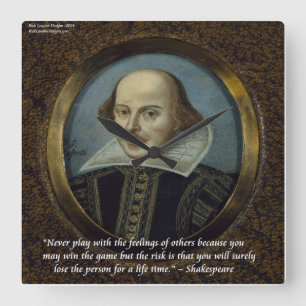 Shakespeare & Famous Feelings Quote Wandklok Vierkante Klok