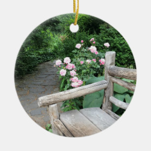 Shakespeare Garden Bench Rozen Central Park NYC Keramisch Ornament