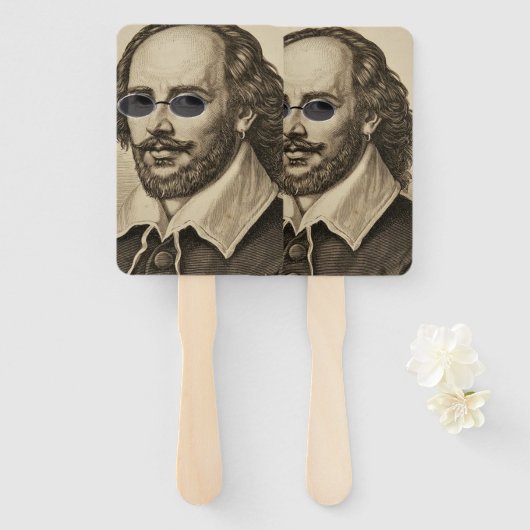 Shakespeare in Zonnebril Cool Bard Fan Handwaaier (Voorkant en achterkant)