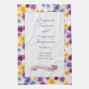 Shakespeare Jouer Aquarelle Pansy Serviettes de cu
