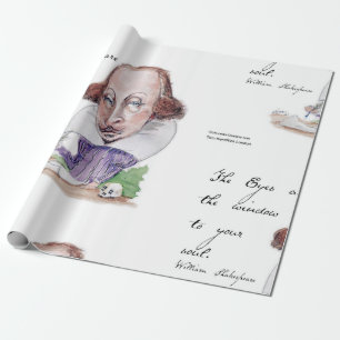 Shakespeare Karikatuur & Storm Citaat Cadeaupapier