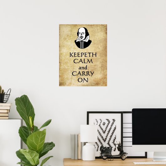 Shakespeare Keepeth Calm en Carry on poster (Thuiskantoor)
