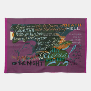 Shakespeare Love Poetry citeert Tea Towel Theedoek