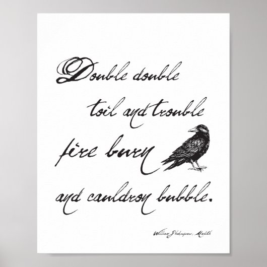 Shakespeare Macbeth Spell Quote en Crow Halloween Poster (Voorkant)
