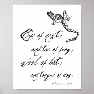 Shakespeare Macbeth Spell Quote & Frog Halloween Poster