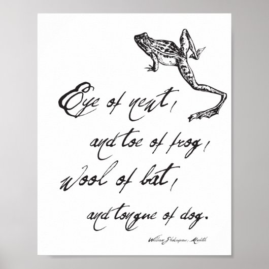 Shakespeare Macbeth Spell Quote & Frog Halloween Poster (Voorkant)