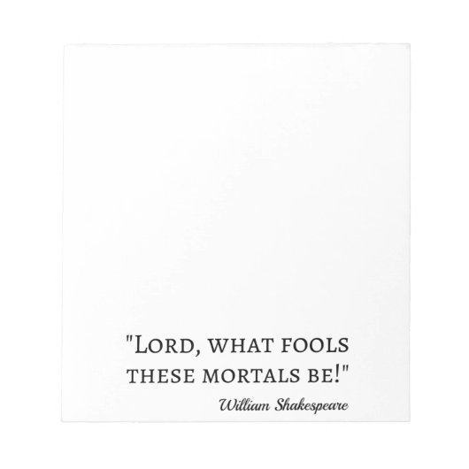 Shakespeare Quote - Fool Mortals I Notitieblok (Voorkant)