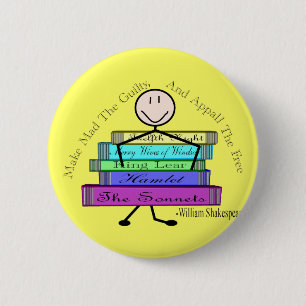 Shakespeare Quote Stick People Design Ronde Button 5,7 Cm