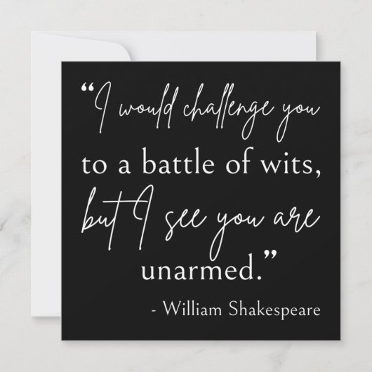 Shakespeare Quote - strijd om wit II Kaart (Voorkant)