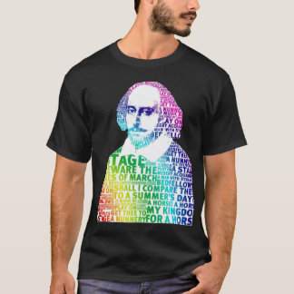 shakespeare regenboog ontwerp geen witte rand acht t-shirt