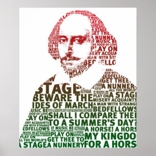 Shakespeare rood groen gradiënt tekst ontwerp poster