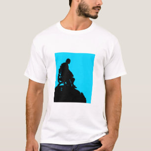 Shakespeare Silhouet met Helder Blauwe Achtergrond T-shirt