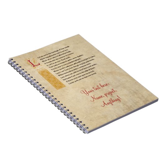 Shakespeare Sonnet 116 (CXVI) op perkament Notitieboek (Rechterzijde)