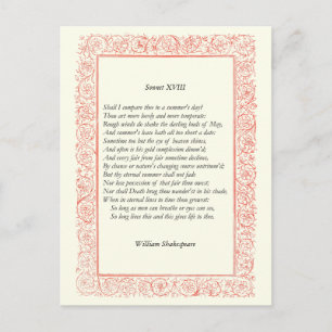 Shakespeare Sonnet # 18 Briefkaart