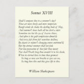 Shakespeare Sonnet # 18 Briefkaart (Voorkant)