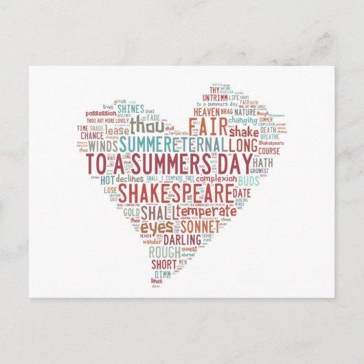 Shakespeare Sonnet 18 Briefkaart (Voorkant)
