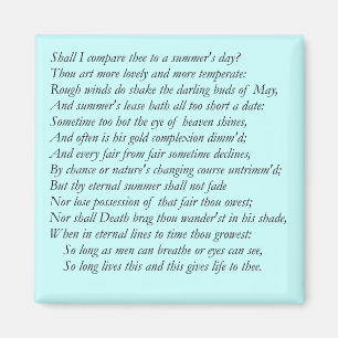 Shakespeare Sonnet # 18 Magneet