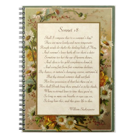 Shakespeare Sonnet 18 Notitieboek (Voorkant)