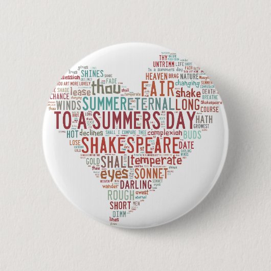 Shakespeare Sonnet 18 Ronde Button 5,7 Cm (Voorkant)