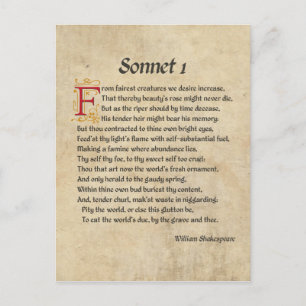 Shakespeare Sonnet 1 Parchment Briefkaart