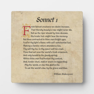 Shakespeare Sonnet 1 Parchment Fotoplaat