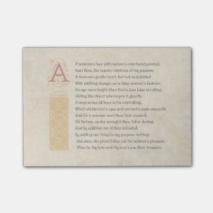 Shakespeare Sonnet 20 (XX) op het perkament Post-it® Notes