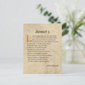 Shakespeare Sonnet 3 Parchment Briefkaart (Staand voorkant)