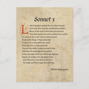 Shakespeare Sonnet 3 Parchment Briefkaart