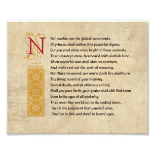 Shakespeare Sonnet 55 (LV) op Parchment Foto Afdruk