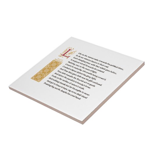 Shakespeare Sonnet 60 (LX) op het perkament Tegeltje (Zijkant)