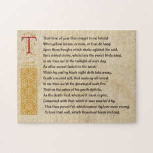 Shakespeare Sonnet 73 (LXXIII) op het perkament Legpuzzel