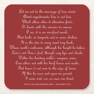 Shakespeares Sonnet 116 Vierkante Magneet Kartonnen Onderzetter