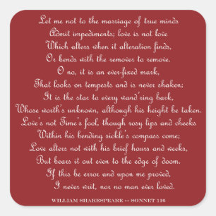 Shakespeares Sonnet 116 Vierkante Magneet Sticker