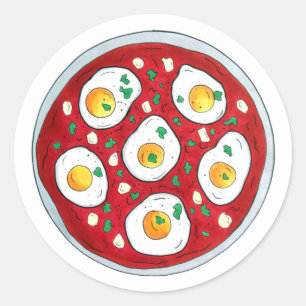 Shakshouka Shakshuka Spicy Poaching Eggs Tomaten Ronde Sticker