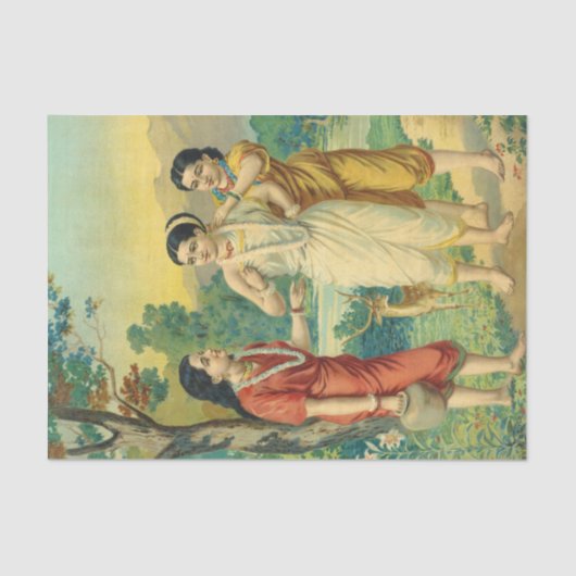 Shakuntala Sakhi van Raja Ravi Varma Tissuepapier (Voorkant)