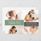 Shale Green Welcome Home Baby Baby Foto Collage Bedankkaart (Voorkant / Achterkant)