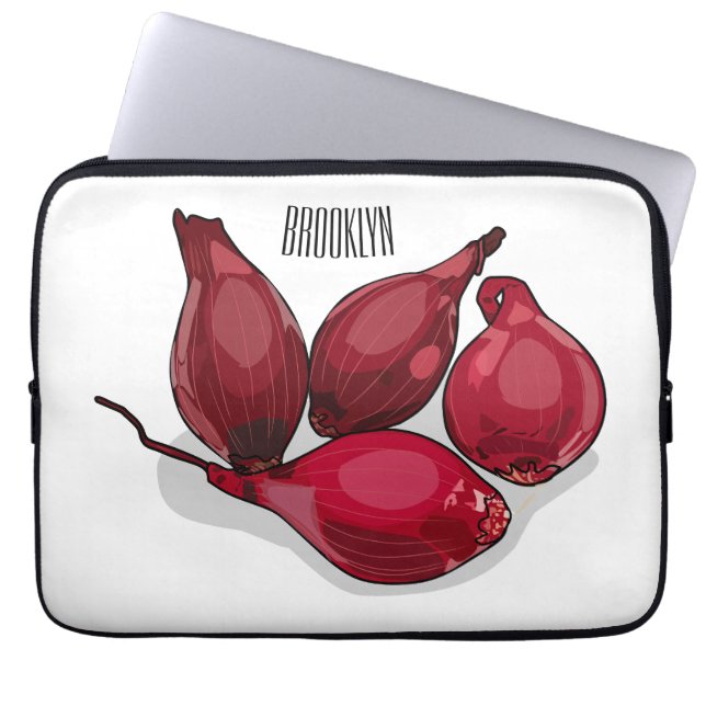 Shallot cartoon illustratie laptop sleeve (Voorkant)