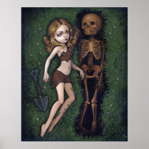 Shallow Grave gothic skelet low brow Art Print