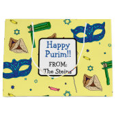 Shaloch Manot - Gepersonaliseerd Geel Groot Cadeauzakje (Voorkant)