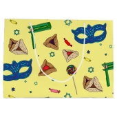 Shaloch Manot - Gepersonaliseerd Geel Groot Cadeauzakje (Achterkant)