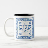 Shalom and Peace in Hebreeuws en Engels Tweekleurige Koffiemok (Links)