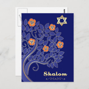 Shalom bij Pesach. lentebloeiende boom Briefkaart