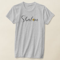 Shalom Cursive Police Juive Soft Grey T-Shirt