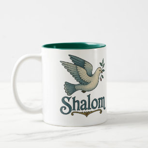 Shalom Duif Vrede Aarde Tweekleurige Koffiemok
