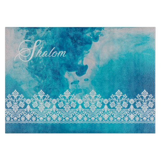 Shalom Lace Effect op Blue Challah Snijplank (Voorkant)
