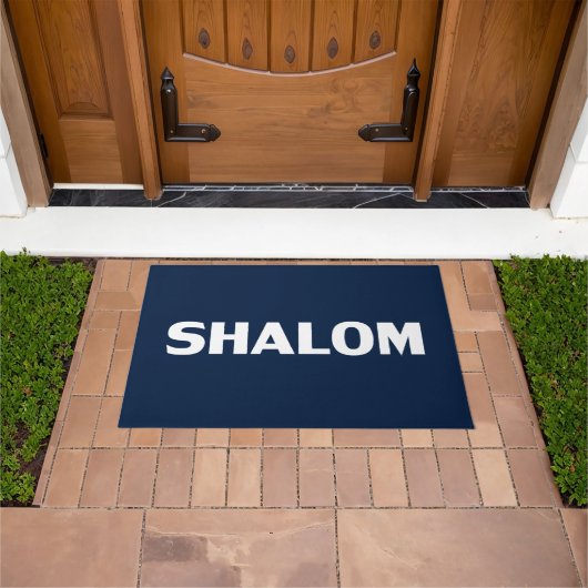 Shalom, marineblauw doormat deurmat (Buiten)