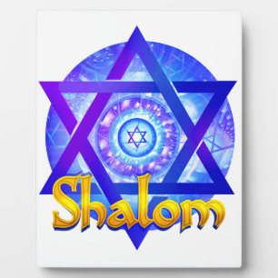 SHALOM met Ster van David medaillon Fotoplaat
