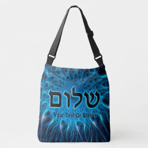 Shalom op Blue Fractal Crossbody Tas